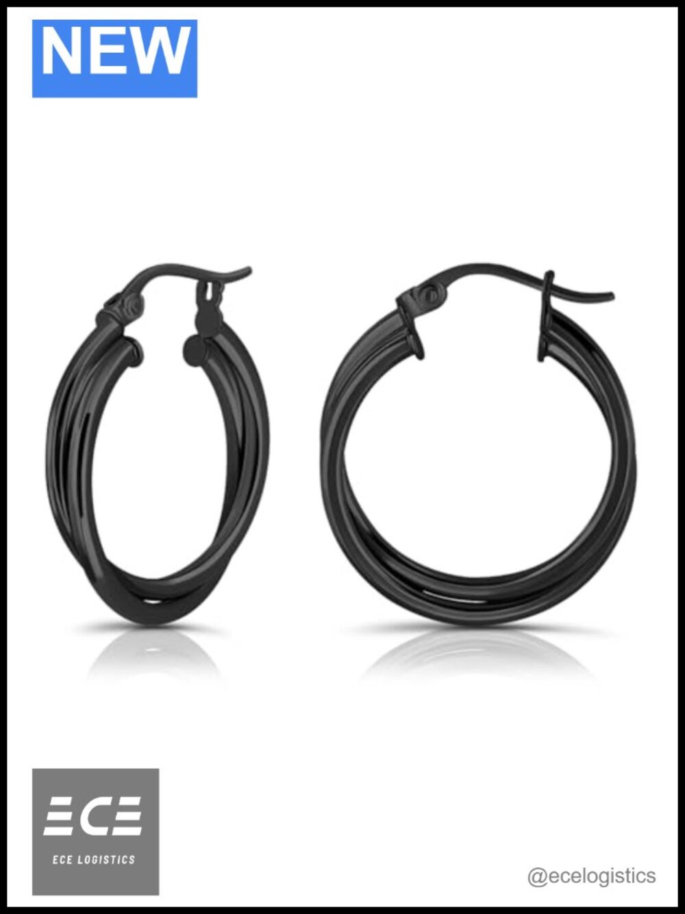 Sterling Silver Double Layered Intertwined Hoop Earrings - 20mm
